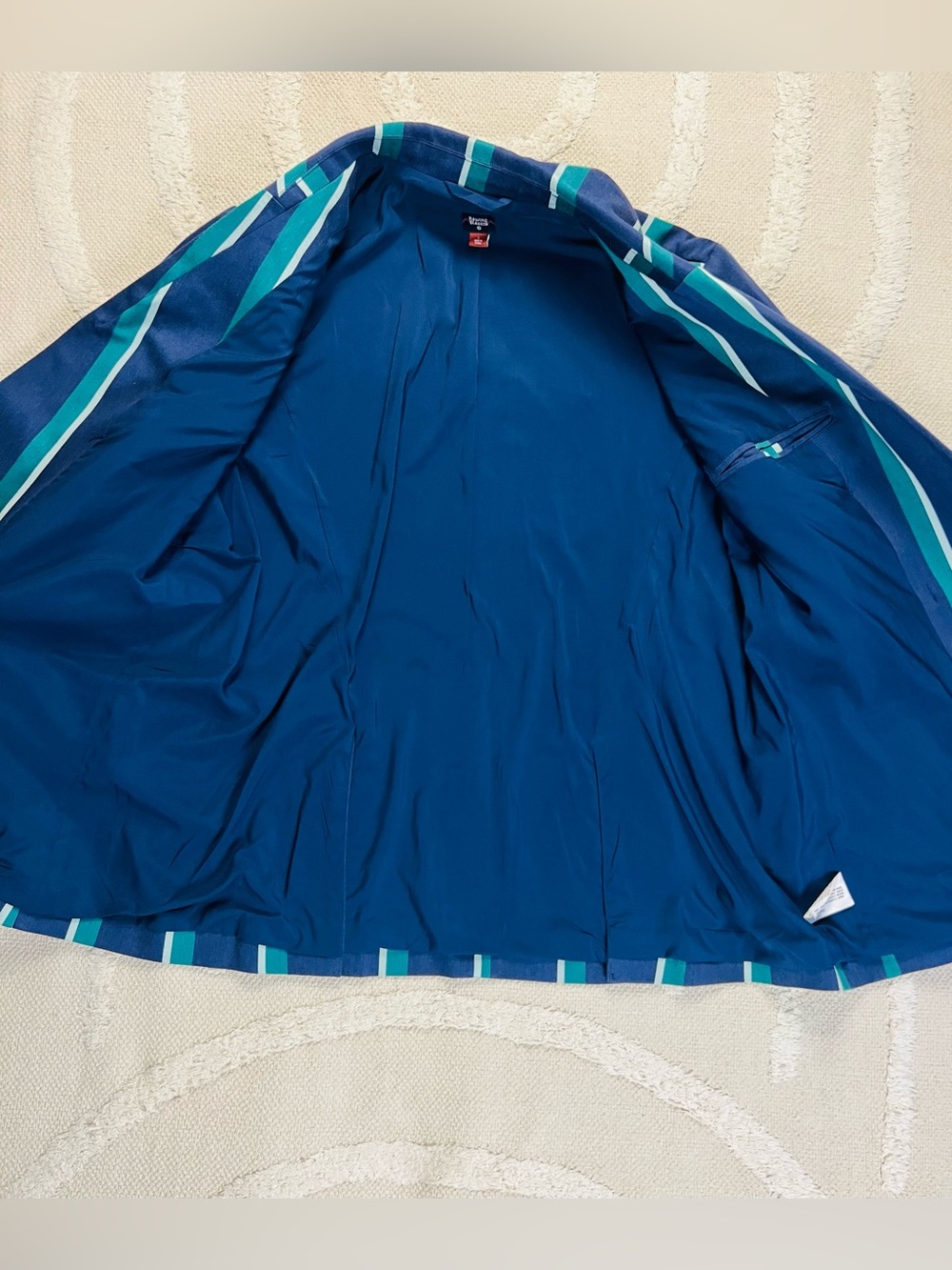 Rowing Blazers x Target Striped Double-Breasted Blazer – Navy, Teal & White – L - Picture 5 of 15